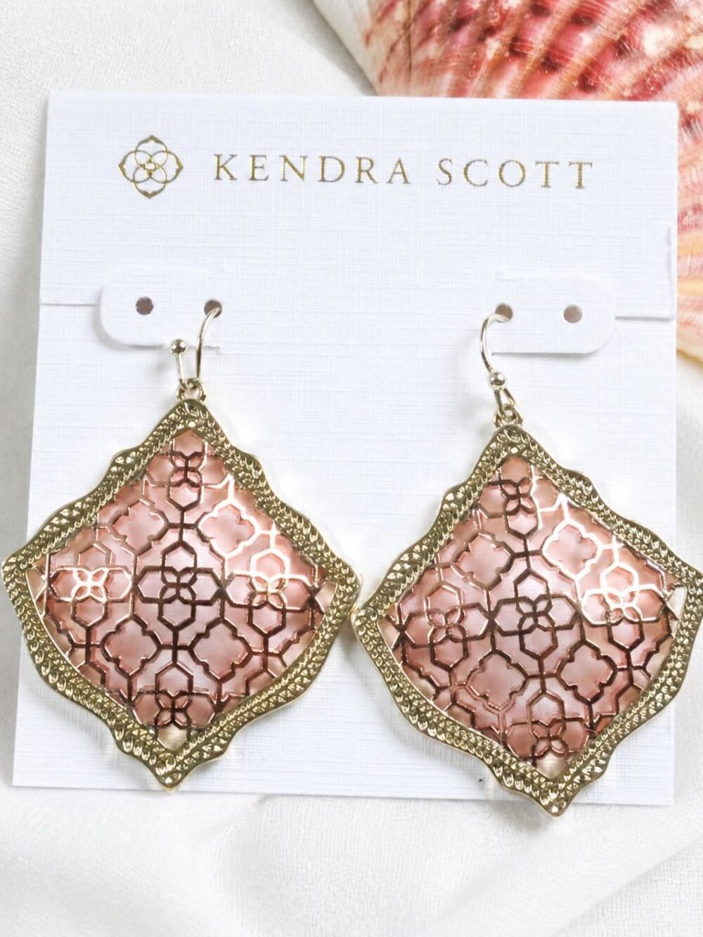 Kendra Scott Kirsten Rose Gold Filigree Drop Earrings Statement Boho Chic